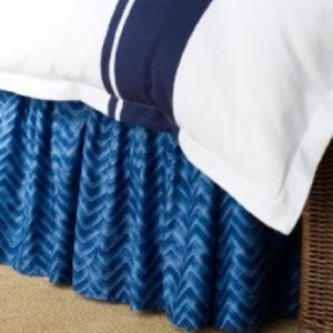 RALPH LAUREN INDIGO MODERN HERRINGBONE - KING BEDSKIRT INDIGO - BLUE/BLACK